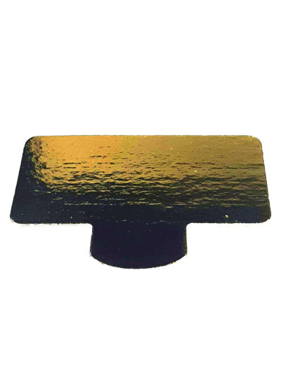 Картонная ламинированная золотая подложка для торта с размерами 68х98мм и толщиной 0,8мм с держателем