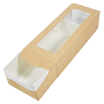 Коробочка пенал с окном 170х70х40 крафт. Коробка - пенал для макарун и десертов с размерами 170х70х40мм имеет выдвижную секцию, что позволяет.